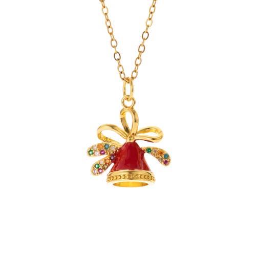 Christmas red bell necklace