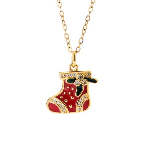 Christmas red boot necklace