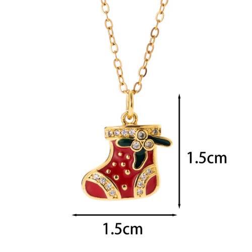 Christmas red boot necklace