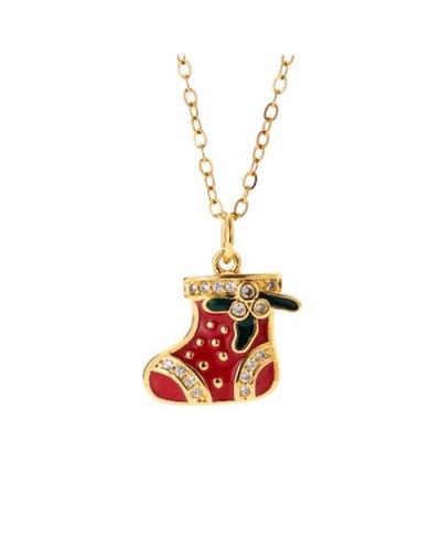 Christmas red boot necklace